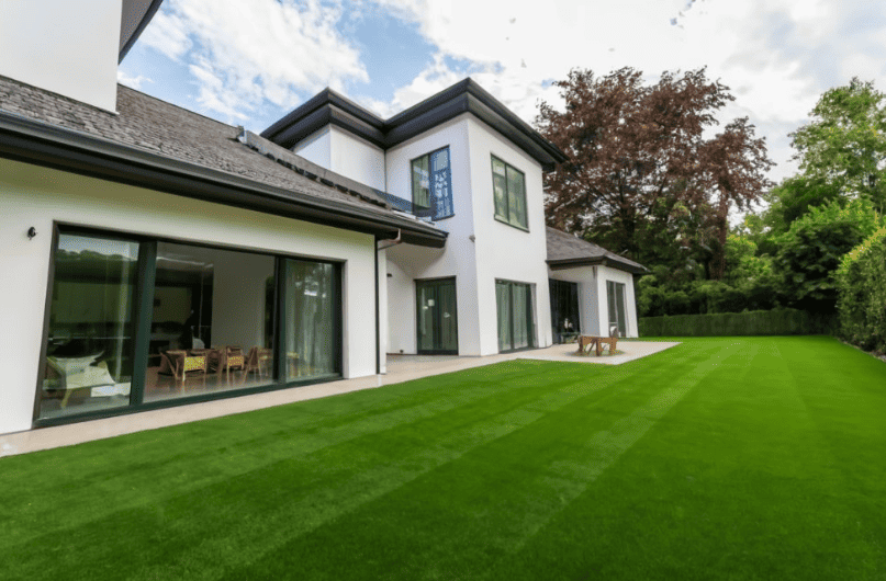 home with artificial grass